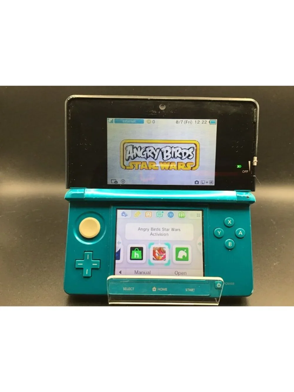 Nintendo 3DS Aqua Blue Console Region Free Custom New Charger Battery SD Japan!
